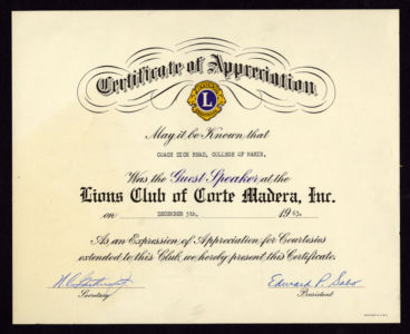 Certificate of Appreciation